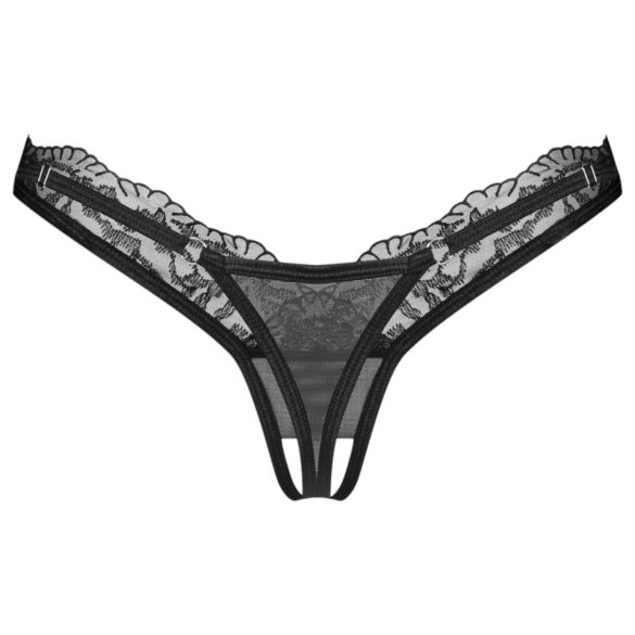 Obsessive - Transparenter Spitzen-Tanga (Schwarz)