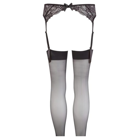 NO:XQSE - Schwarzes Spitzen-Strumpfhalterset - M/L