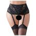 Cottelli Plus Size - Spitzenstrumpfhalter mit Schnürung (Schwarz)