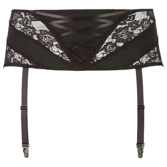 Cottelli Plus Size - Spitzen Strapshemd mit Schnürung (schwarz) - 3XL