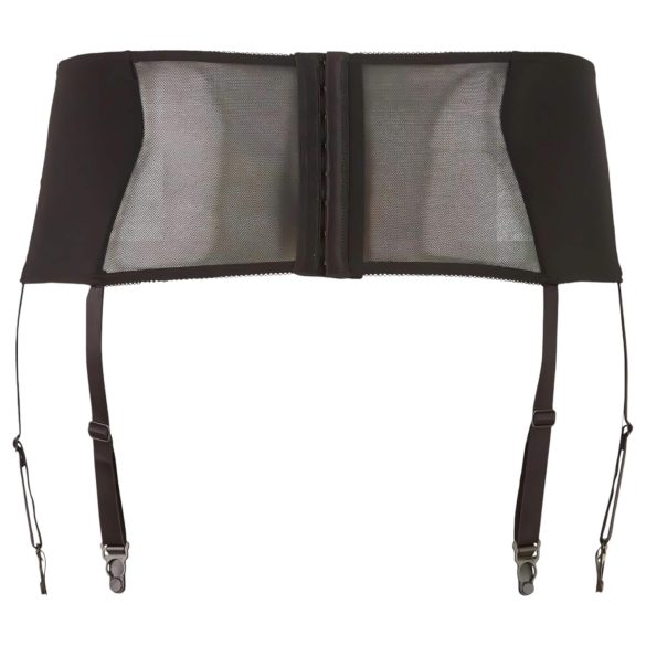 Cottelli Plus Size - Spitzen Strapshemd mit Schnürung (schwarz) - 3XL