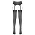 NO:XQSE - Gestreifte Strumpfhose mit Strumpfhalter (Schwarz)