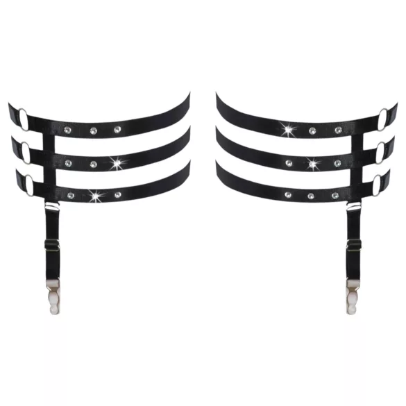 Cottelli - Lederoptik-Strumpfband Oberschenkelriemen (schwarz) - L/XL