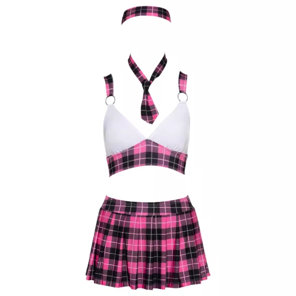 Cottelli - kariertes Schulmädchen-Kostüm Set (Pink) - L
