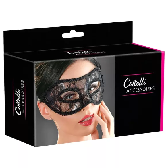 Cottelli - Vorgeformte, schwarze Spitzenmaske