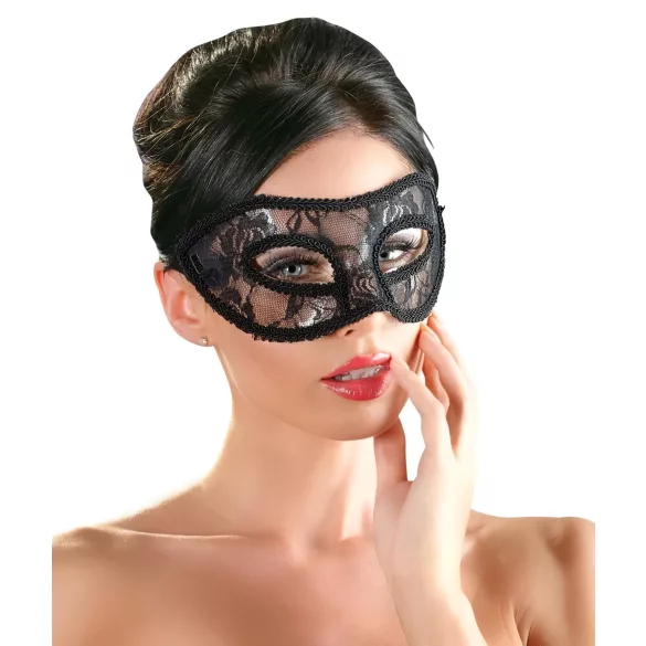Cottelli - Vorgeformte, schwarze Spitzenmaske