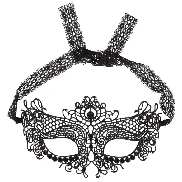 Cottelli - Bestickte, spitzenartige Maske (schwarz)