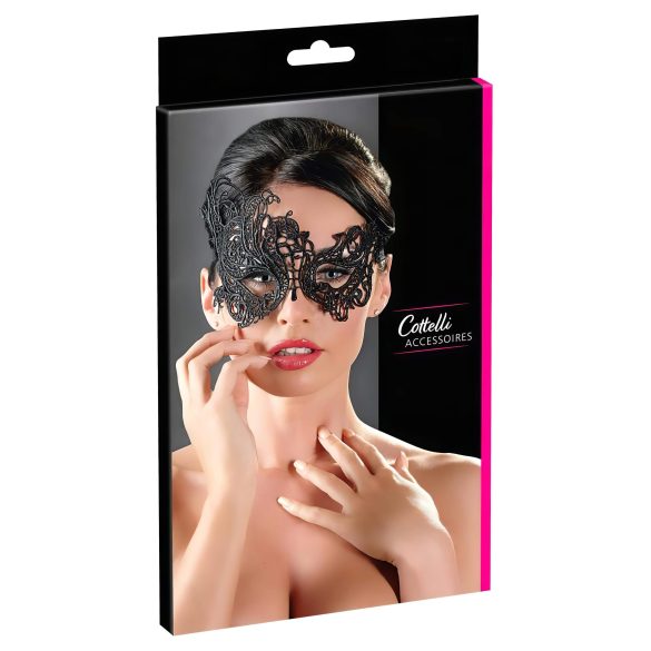 Cottelli - Asymmetrische bestickte Maske (Schwarz)