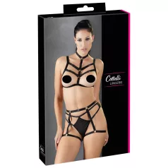 Cottelli - Zier-Bodyharness Dessous-Trio (schwarz, S-L)