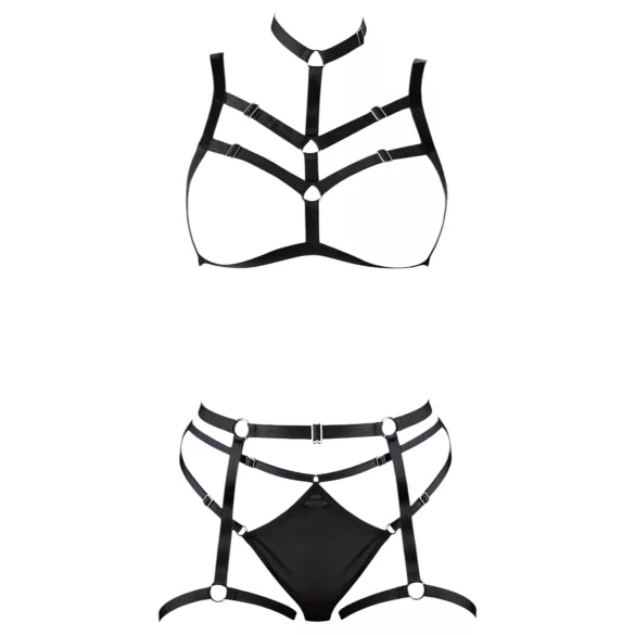 Cottelli - Zier-Bodyharness Dessous-Trio (schwarz, S-L)