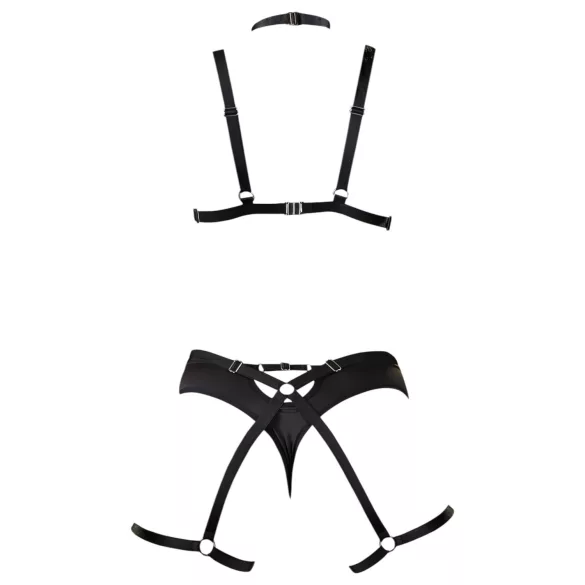 Cottelli - Zier-Bodyharness Dessous-Trio (schwarz, S-L)