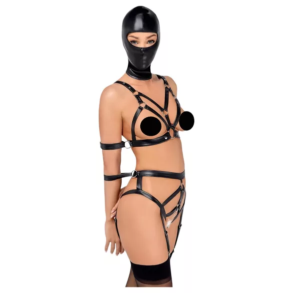 Bad Kitty - Körpergeschirr Set und Maske (schwarz)