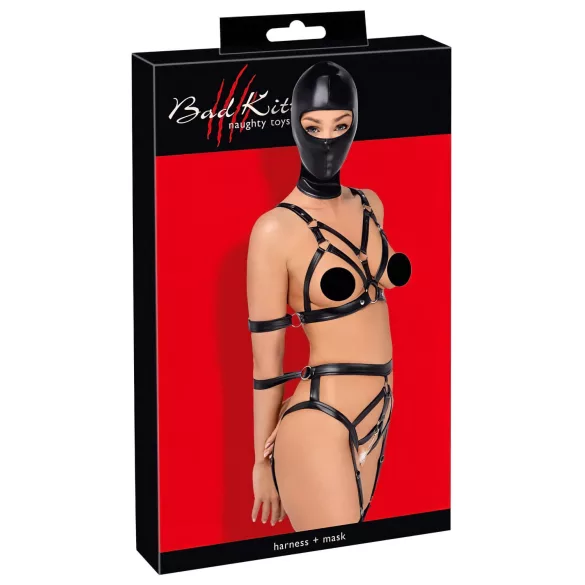 Bad Kitty - Körpergeschirr Set und Maske (schwarz)