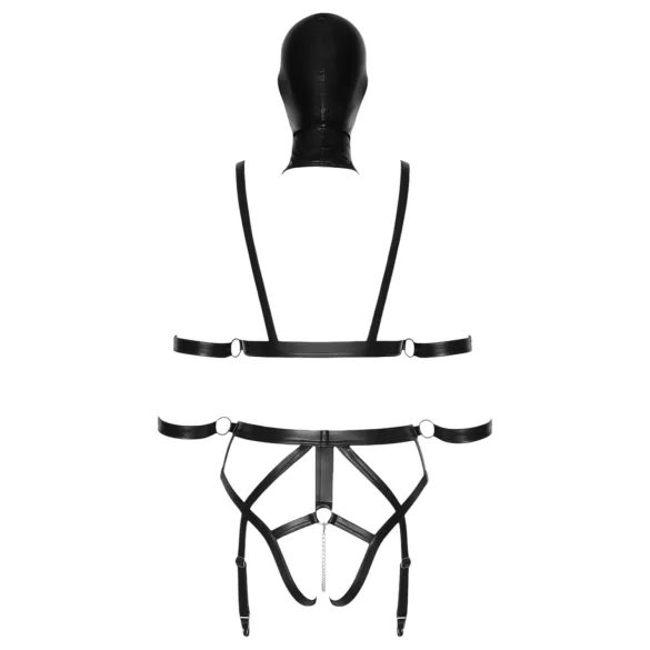Bad Kitty - Körpergeschirr Set und Maske (schwarz) - S