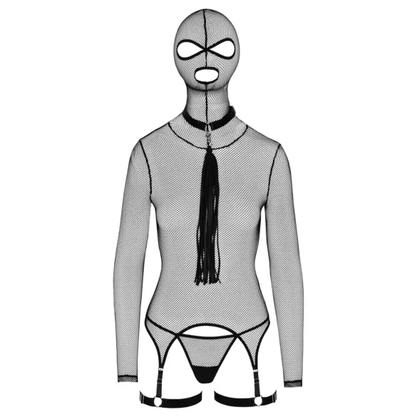 Bad Kitty - BDSM durchsichtiges Netz-Set mit Peitsche (schwarz)
