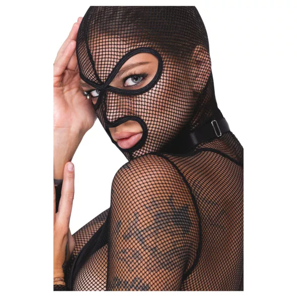 Bad Kitty - BDSM durchsichtiges Netz-Set mit Peitsche (schwarz) - M