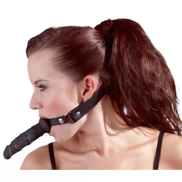 Fetisch - Mundknebel mit Dildo (schwarz)