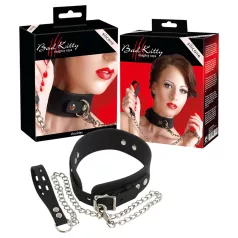 Bad Kitty - Silikon Halsband & Leine (schwarz)