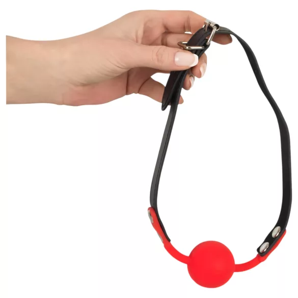 Bad Kitty - Silikon Mundknebel mit Kunstleder-Riemen (rot)