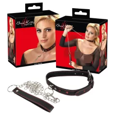 Bad Kitty - Herz Halsband & Metall-Leine (Schwarz)