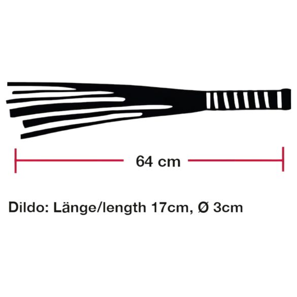 Bad Kitty - Peitsche aus Glas mit Dildo (transparent-schwarz)