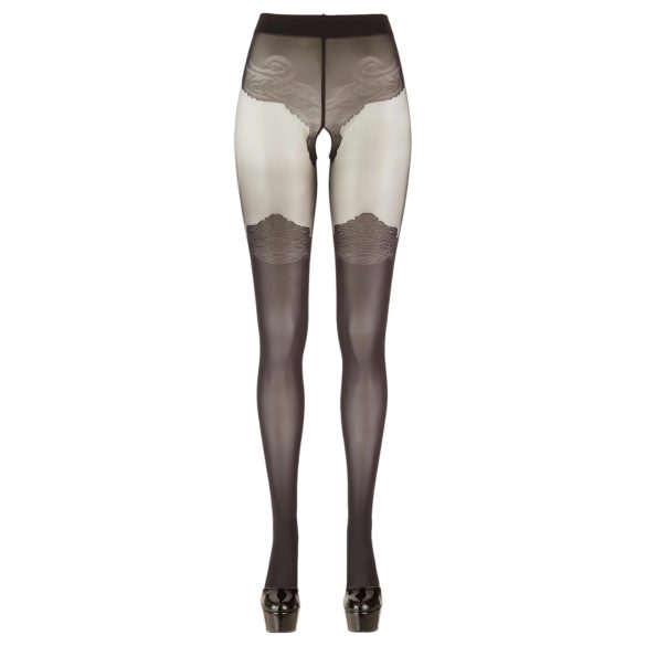 Cottelli - gemusterte, offene Strumpfhose (schwarz) - 3/M