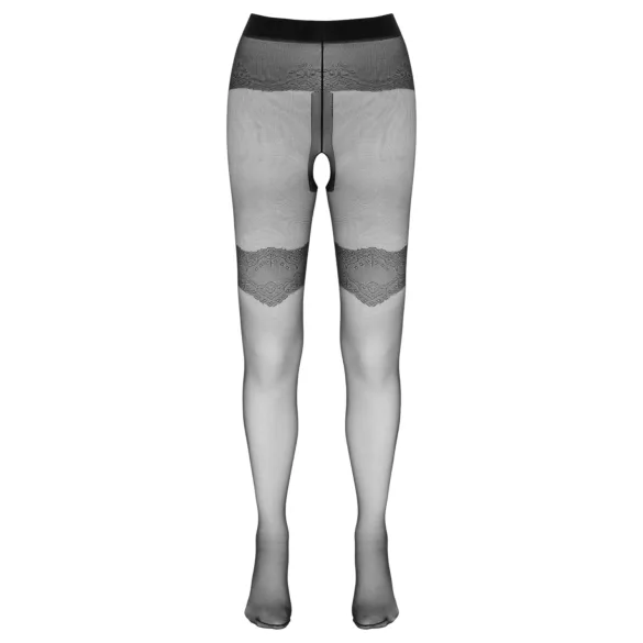 Cottelli - exklusive gemusterte, offene Strümpfe (schwarz) - 5