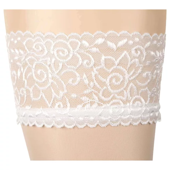 Cottelli - Satin Halterlose Strümpfe (weiß) - 5/XL