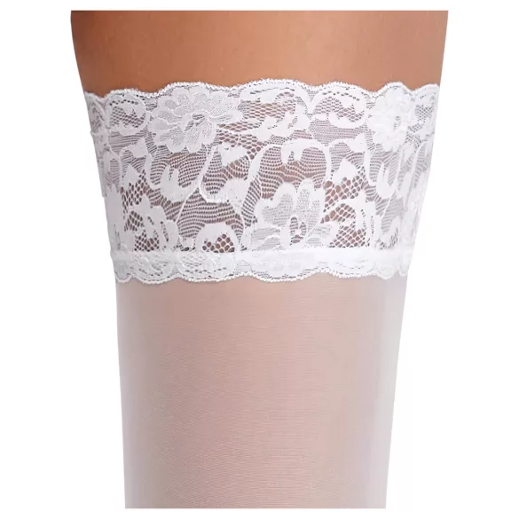 Cottelli - Spitzenstrümpfe mit Blumenmuster (weiß) - 4/L