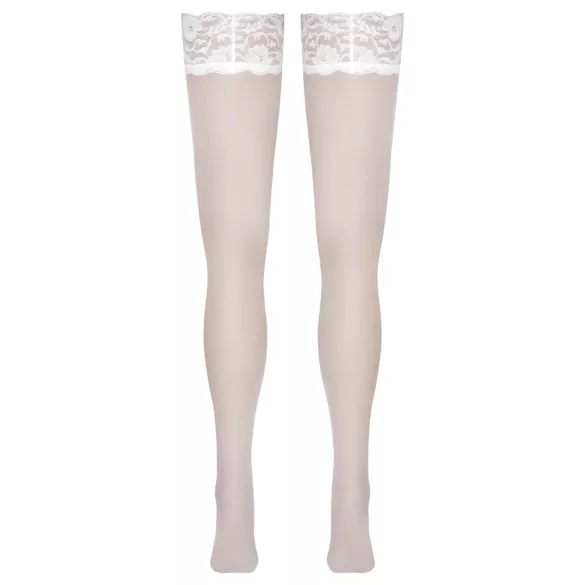 Cottelli - Spitzenstrümpfe mit Blumenmuster (weiß) - 4/L