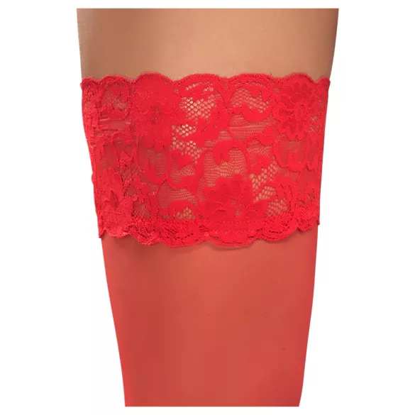 Cottelli - Spitze Strümpfe mit Blumenmuster (rot)