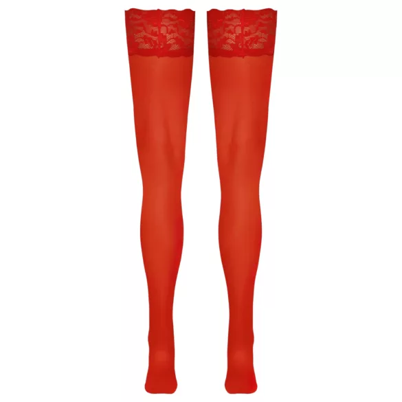 Cottelli - Spitze Strümpfe mit Blumenmuster (rot)