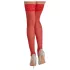 Cottelli - Spitze Strümpfe mit Blumenmuster (rot) - 3/M-L