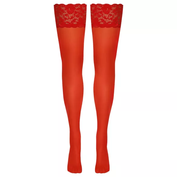 Cottelli - Spitze Strümpfe mit Blumenmuster (rot) - 3/M-L