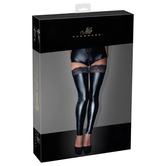 Noir - Spitze glänzende Halterlose (schwarz) - L