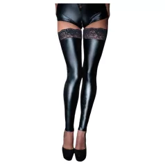 Noir - Spitze glänzende Halterlose (schwarz) - XL
