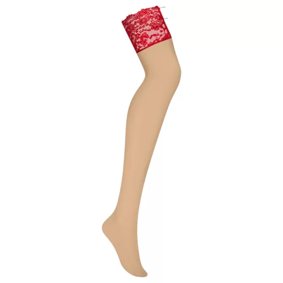 Obsessive - Spitze Strümpfe (rot-natur)