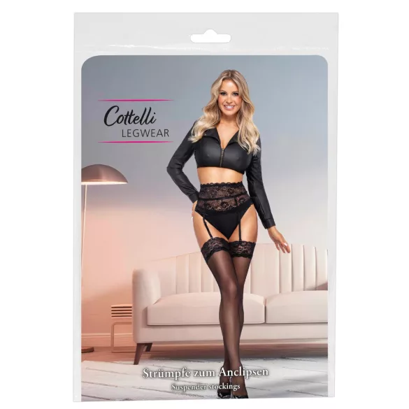 Cottelli - Seidige Halterlose Strümpfe (Schwarz)