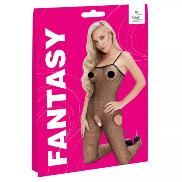 Cottelli Fantasy - Netz-Body mit Hüftausschnitt und offenem Schritt (schwarz) - S-L