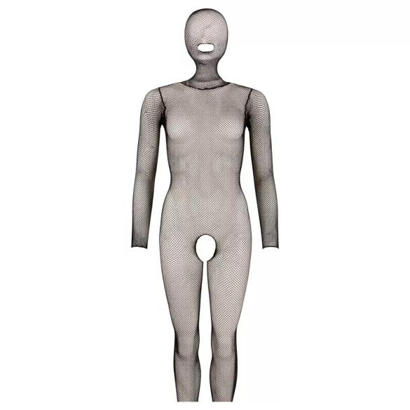 Cottelli Fantasy - Netz-Catsuit mit Maske und offenen Partien (schwarz) - S-L