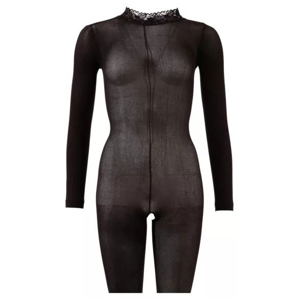 Cottelli - Transparenter Catsuit mit offenem Schritt (schwarz) - S/M