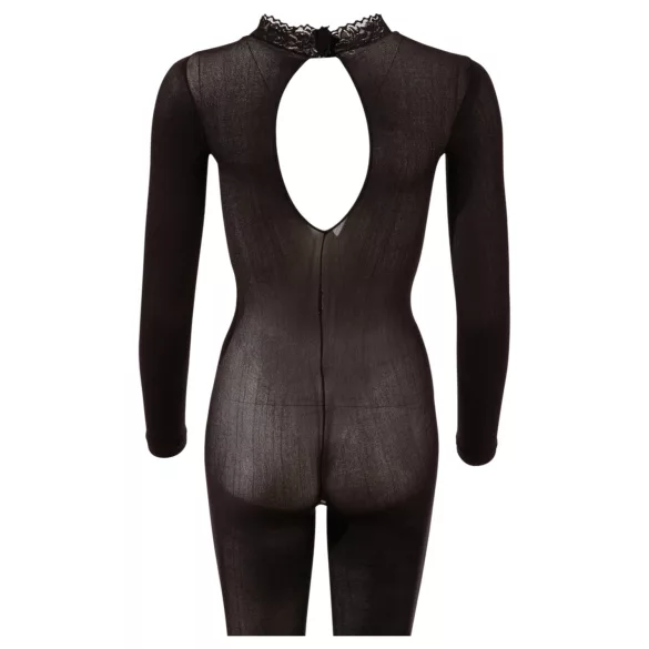 Cottelli - Transparenter Catsuit mit offenem Schritt (schwarz) - S/M