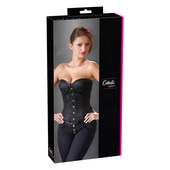 Cottelli - Besticktes Party-Korsett (Schwarz) - 2XL