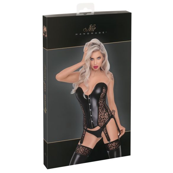 Noir - Leopardenmuster Strapsoberteil (Schwarz) - M