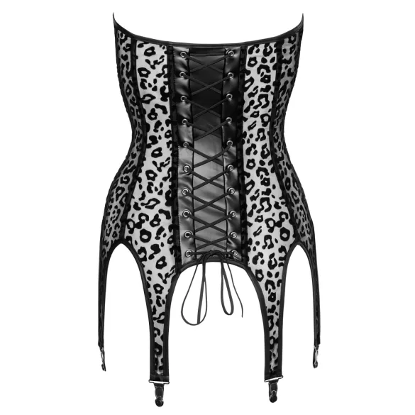Noir - Leopardenmuster-Strapsoberteil (Schwarz) - M