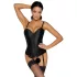 Cottelli Party - Satin-Korsett mit Strapshaltern (schwarz) - L