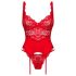 Obsessive Amor Cherris - Spitzen-Set mit Strumpfhalter (rot)