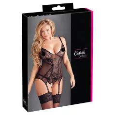 Cottelli - Schwarzes Spitzenoberteil mit Schleife - XXL
