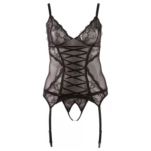 Cottelli - Schwarzes Spitzenoberteil mit Schleife - XXXL