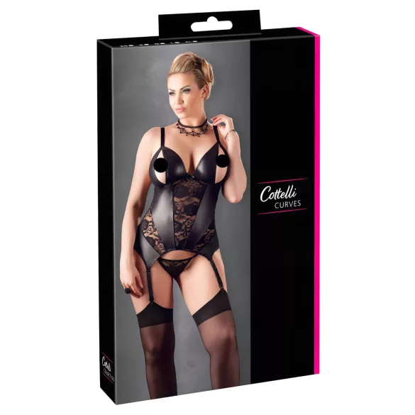 Cottelli - Feminines Blumenoberteil für Kurven (Schwarz) - XXXXL
